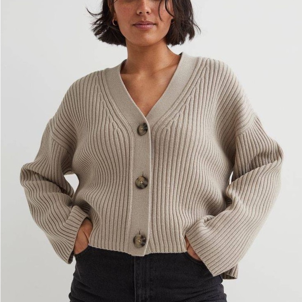 H&M Knit Button Cardigan Beige